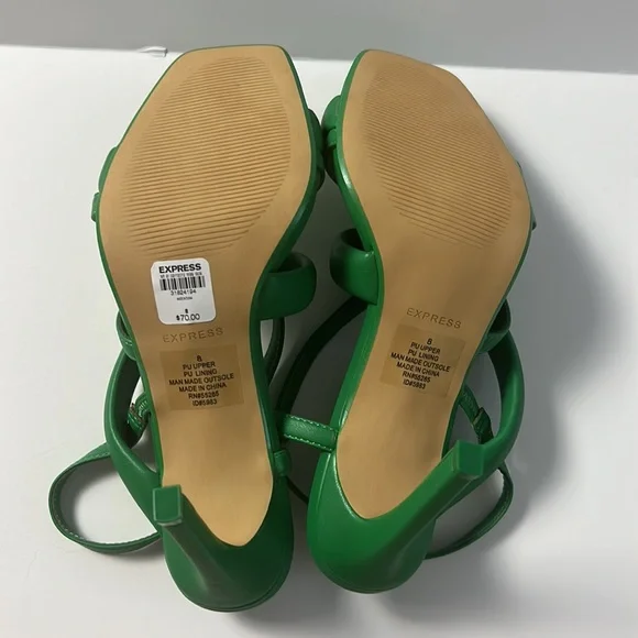 Express Green Strappy Sandals - Picture 7 of 11